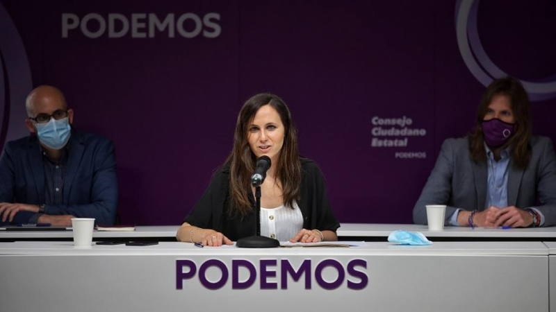 Ione Belarra durante su primera intervención como secretaria general de Podemos en el Consejo Ciudadano Estatal.