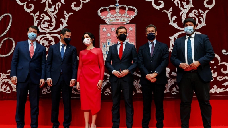 Isabel Díaz Ayuso junto a Pablo Casado en su investidura.