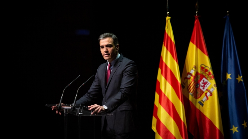 El presidente del Gobierno, Pedro Sánchez, pronuncia la conferencia 'Reencuentro: un proyecto de futuro para toda España', en el Gran Teatre del Liceu de Barcelona, a 21 de junio de 2021, en Barcelona.