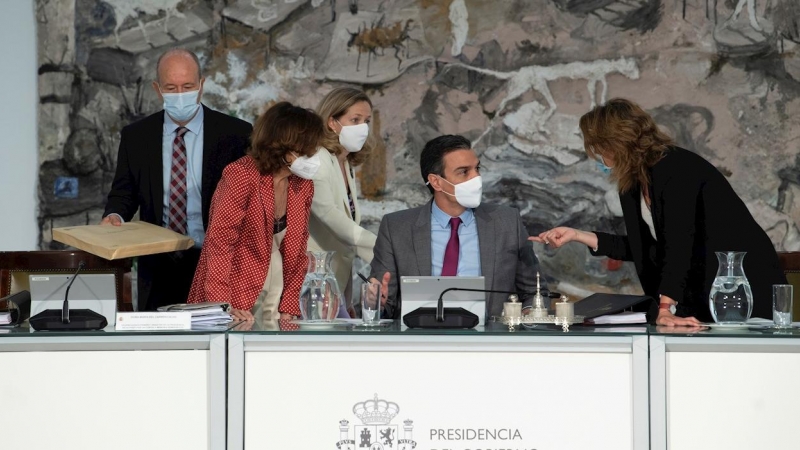 El presidente del Gobierno, Pedro Sánchez, durante la reunión del Consejo de Ministros de este martes.