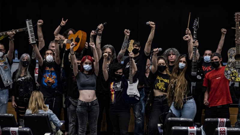 Un momento de la presentación de 'Rock contra el fascismo'.