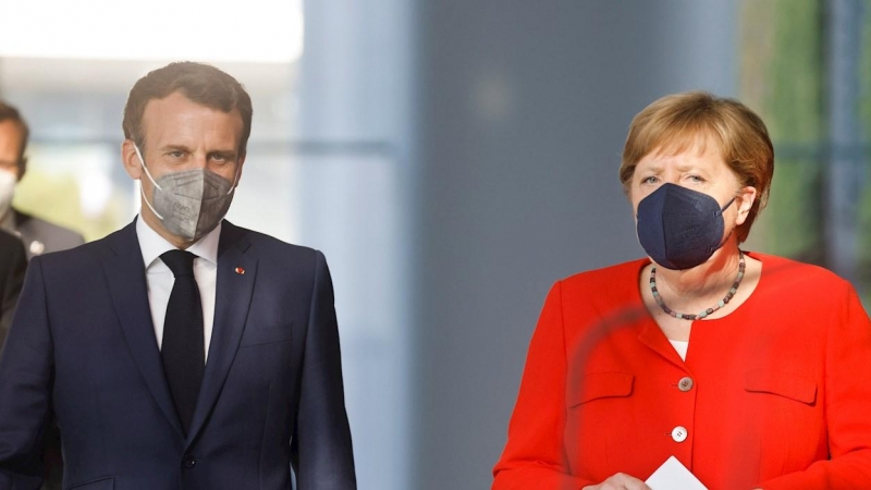 La canciller alemana, Angela Merkel, y el presidente francés, Emmanuel Macron.