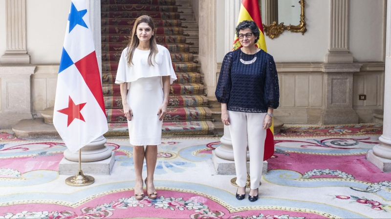 La ministra de Asuntos Exteriores, Unión Europea y Cooperación, Arancha González Laya , recibe a Erika Moynes , a 24 de junio de 2021, Madrid, (España)