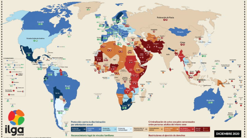 Mapa de ILGA sobre las leyes de orientación sexual en el mundo. — ILGA