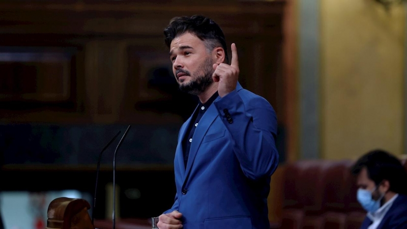 30/06/2021.- El portavoz de ERC en el congreso, Gabriel Rufián, interviene este miércoles en el Pleno del Congreso en el que el presidente del Gobierno, Pedro Sánchez, comparece para explicar los indultos a los líderes independentistas e informar de la si