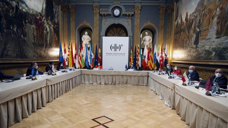 Vista general de la primera reunión presencial del Consejo Interterritorial de Salud en 16 meses, celebrada este miércoles en el Senado.