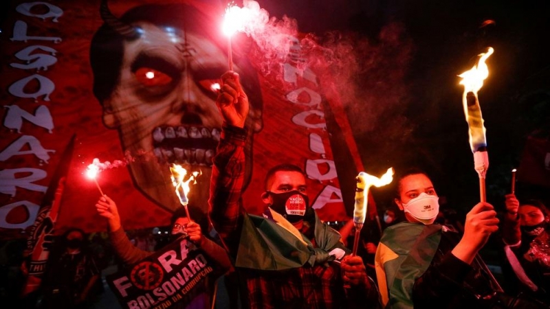 Protesta en Sao Paulo contra Jair Bolsonaro.