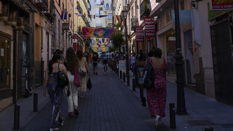 Barrio de Chueca durante la celebración del Día Internacional del Orgullo LGTBI. Foto de archivo.