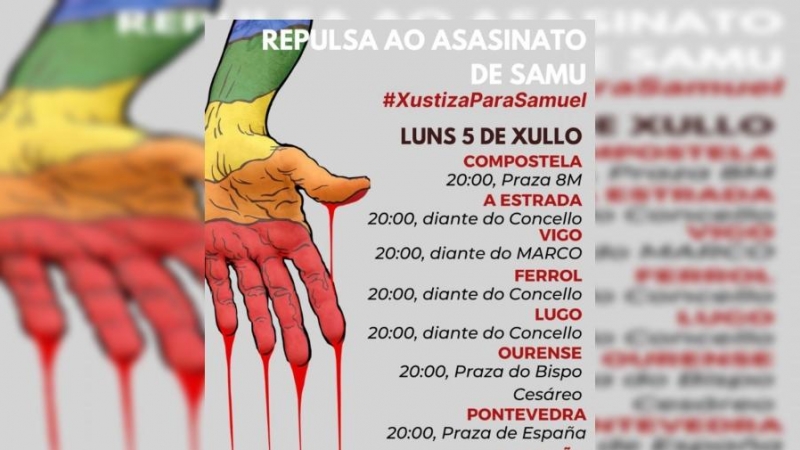 Cartel de las concentraciones por la muerte de Samuel a causa de una paliza.