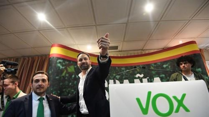 El líder de Vox Santiago Abascal, en el acto de partido en Ceuta, el 30 de octubre de 2019