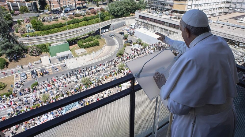 El papa Francisco durante su reaparición pública.