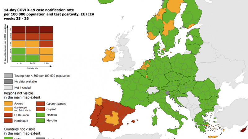 Mapa de alertas de Europa.