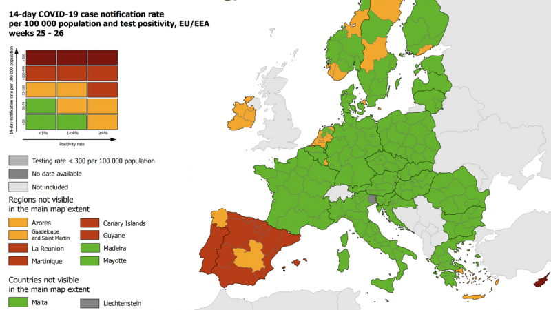 Mapa de alertas de Europa.