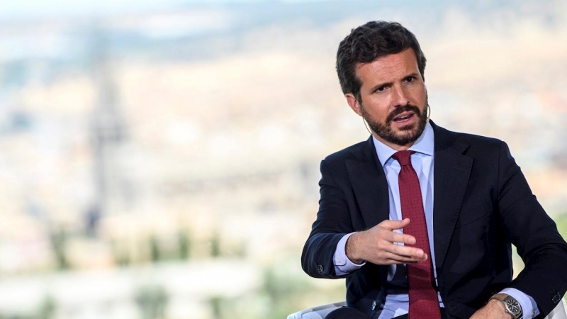 El presidente del Partido Popular, Pablo Casado, clausura la segunda sesión de las Jornadas Reto demográfico y despoblación rural, organizadas por la Fundación Concordia y Libertad en Toledo.