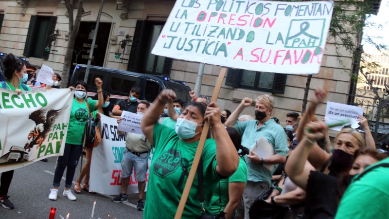 Una protesta de la PAH durant l'actual pandèmia.