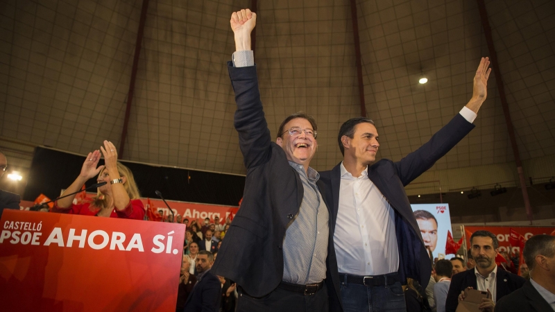 Imaen de archivo del presidente del Gobierno, Pedro Sánchez, junto al presidente del País Valencià, Ximo Puig, durante un acto en Castelló. - EUROPA PRESS