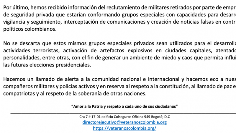 Advertencia de Veteranos por Colombia