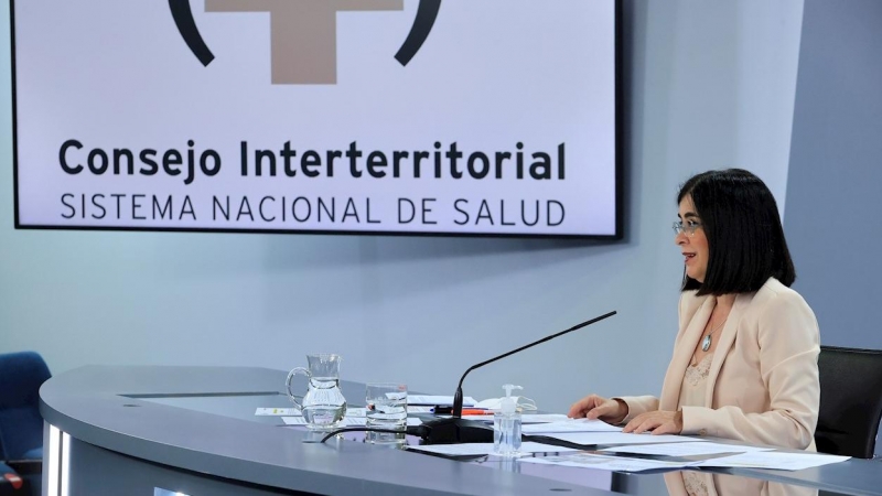 a ministra de Sanidad, Carolina Darias, ofrece una rueda de prensa tras la reunión del Consejo Interterritorial del Sistema Nacional de Salud este martes 20 de julio de 2021.