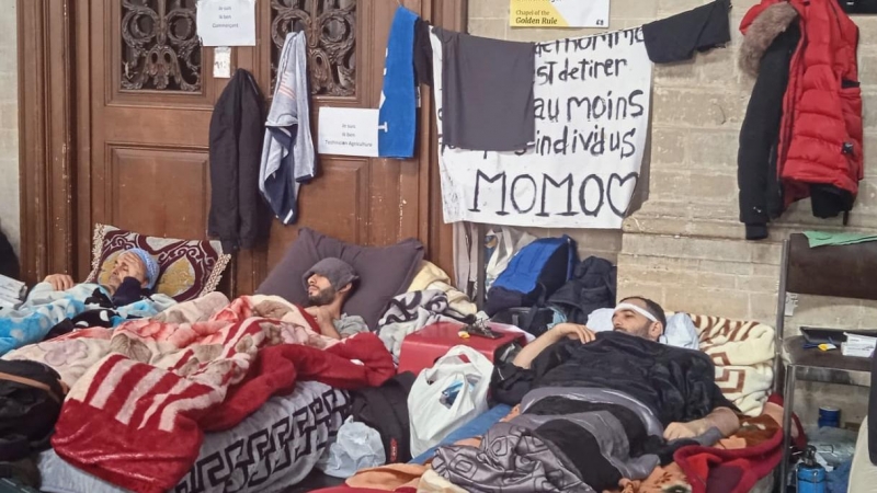 La Iglesia en la que están durmiendo las personas en huelga de hambre.