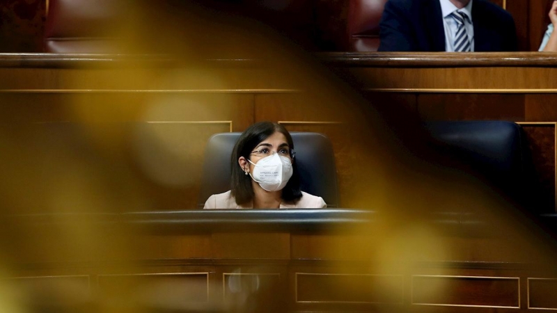 La ministra de Sanidad Carolina Darias, durante el pleno que celebra el Congreso este miércoles 21 de julio de 2021.