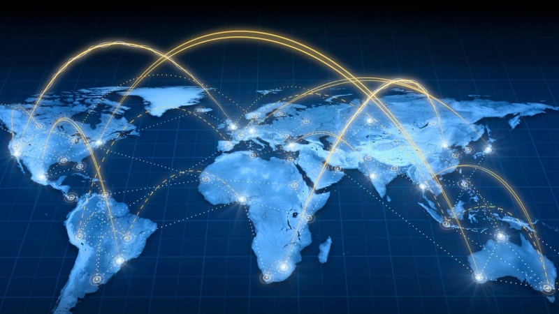 Imagen de un mapa del mundo conectado.