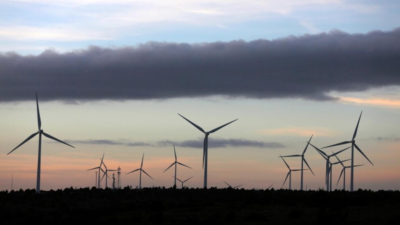 Vista de los aerogeneradores de la planta eólica de  Iberdrola en la localidad de Moranchon (Guadalajara). REUTERS/Sergio Perez