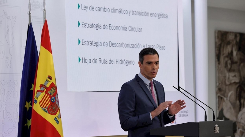 El presidente del Gobierno, Pedro Sánchez, durante su intervención para hacer balance del curso político marcado por la pandemia.