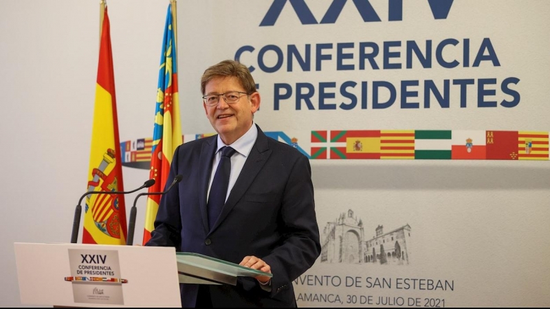 El president de la Generalitat de València, Ximo Puig, comparece al término de la reunión de trabajo de la XXIV Conferencia de Presidentes.