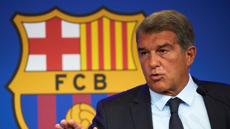 Joan Laporta en la roda de premsa per presentar les conclusions de la 'due dilligence'.