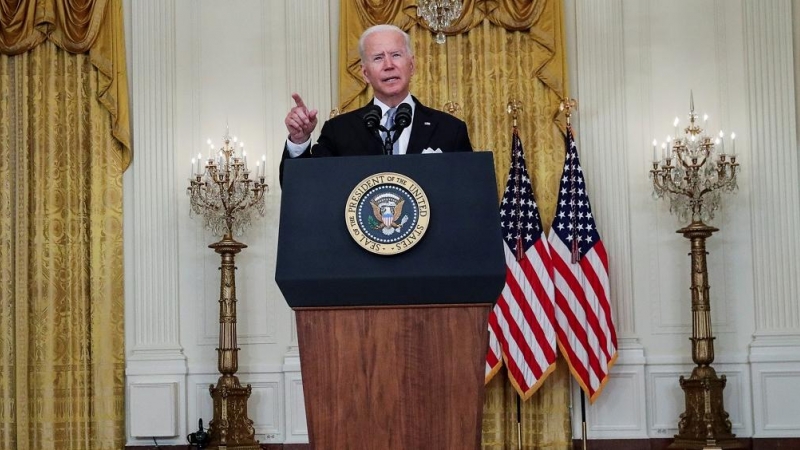 El presidente de EEUU, Joe Biden, durante  su discurso a la nación por la situación en Afganistán. REUTERS/Leah Millis