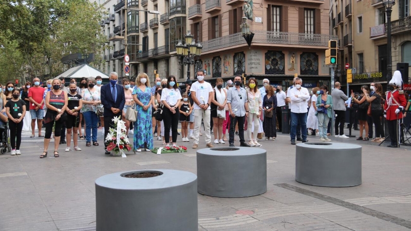Pla general de la Rambla de Barcelona, on s'ha fet l'acte d'homenatge a les víctimes dels atemptats del 17-A.