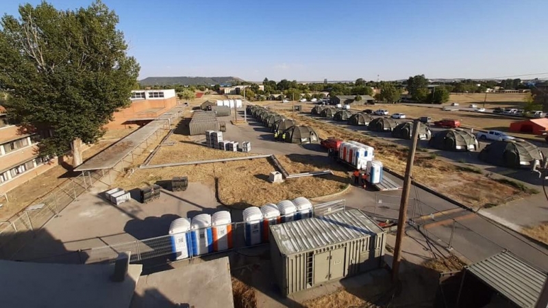 Imagen del campamento para refugiados afganos en la Base Aérea de Torrejón, en Madrid.