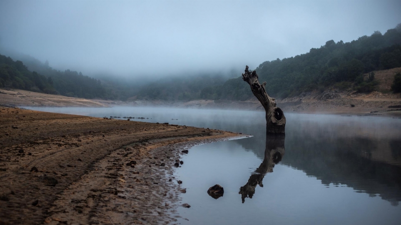 Estado que presenta el embalse de O Bao en Viana do Bolo (Ourense).