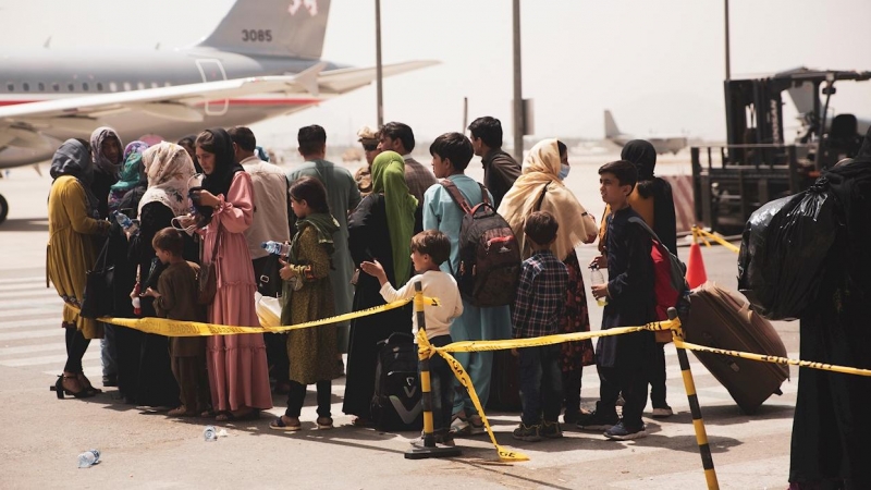 Evacuación en el aeropuerto de Kabul