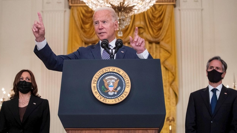 20/08/2021 Joe Biden, junto a Kamala Harris y Antony Blinkin