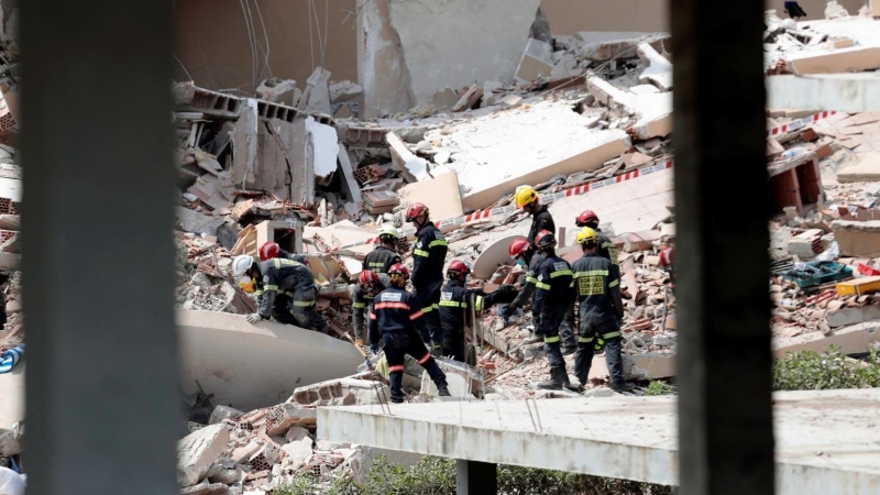 El edificio de tres plantas que se ha derrumbado en una urbanización de Peñíscola (Castellón).