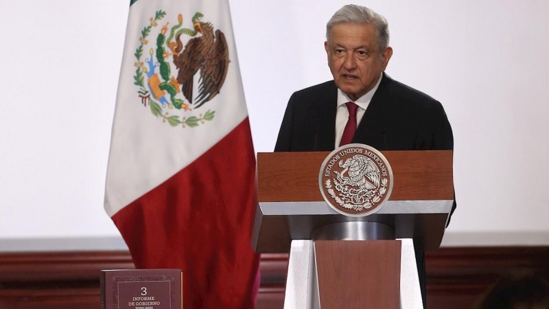 El presidente de México, Andrés Manuel López Obrador, en la presentación del tercer informe de Gobierno, en Palacio Nacional de la Ciudad de México (México). EFE/Sáshenka Gutiérrez