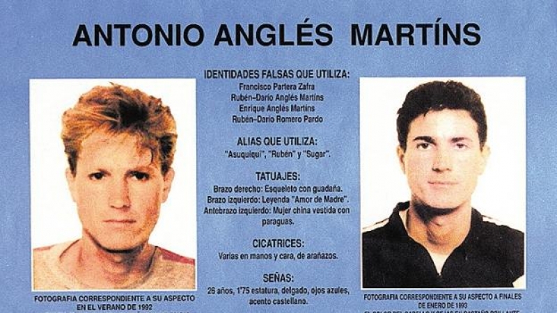 Ficha de Antonio Anglés difundida por la Guardia Civil. Foto de archivo.
