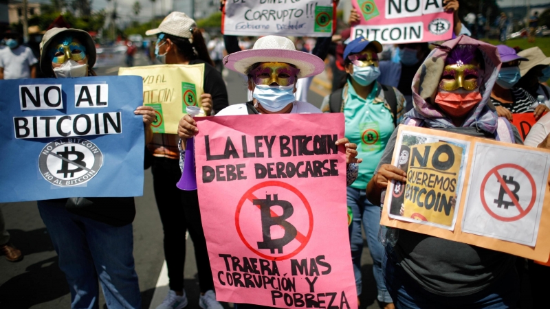 08/09/2021 protestas bitcóin El Salvador