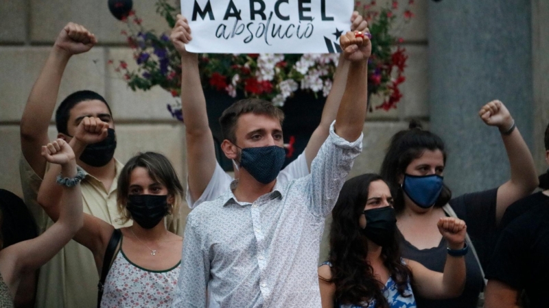 Marcel Vivet en una concentració a la plaça Sant Jaume del passat juny.
