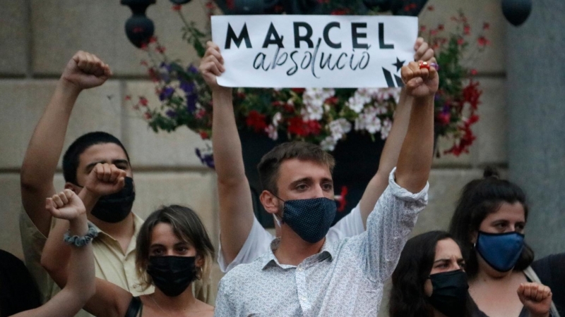 Marcel Vivet en una concentració a la plaça Sant Jaume del passat juny.