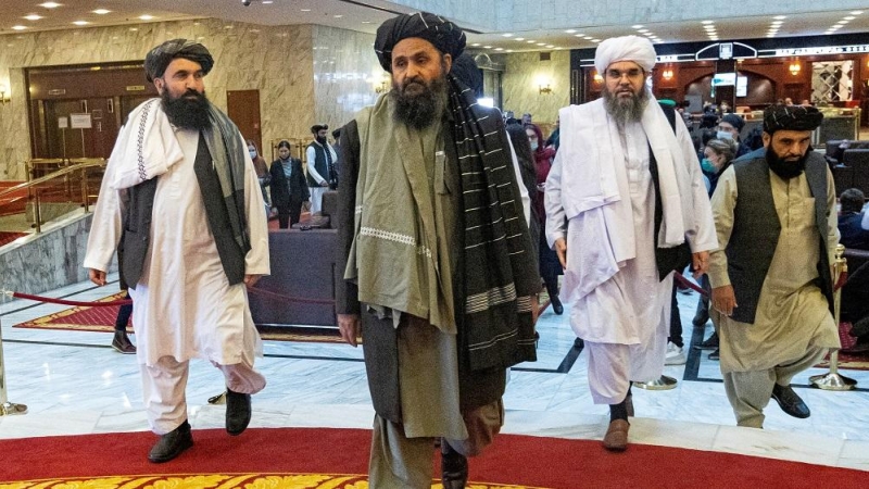 Imagen de la delegación Talibán que acudió a las negociaciones de Moscú con EEUU.