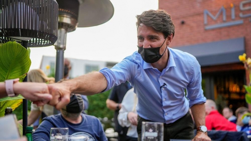 Imagen de Justin Trudeau durante la campaña electoral.