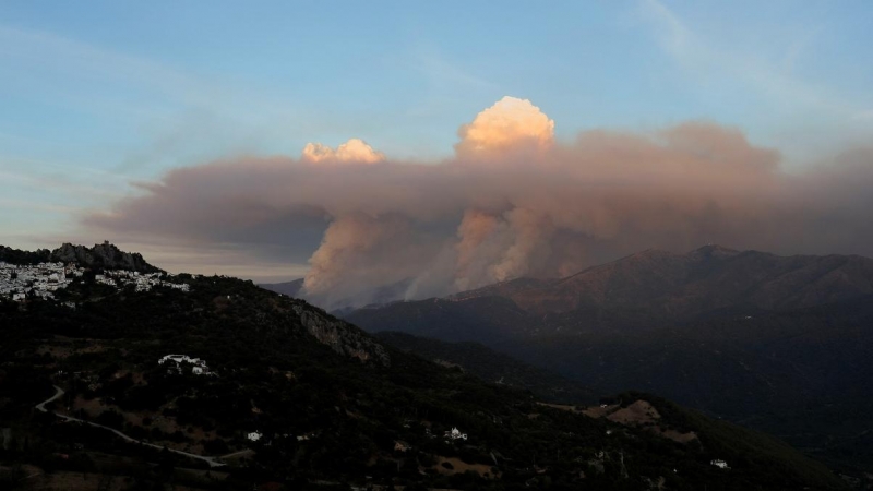 Vista general del humo del incendio de Sierra Bermeja.