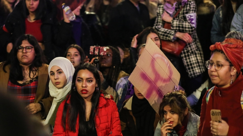 Manifestación de la huelga feminista en Madrid