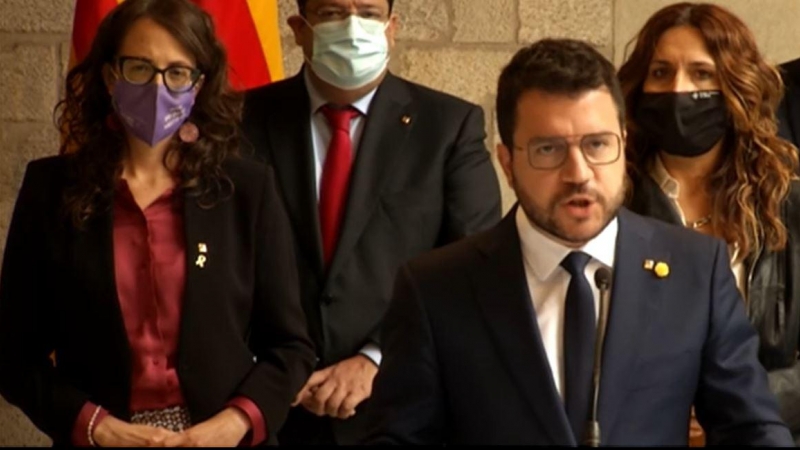 El presidente de la Generalitat, Pere Aragonès, en una rueda de prensa este viernes 24 de septiembre de 2021.