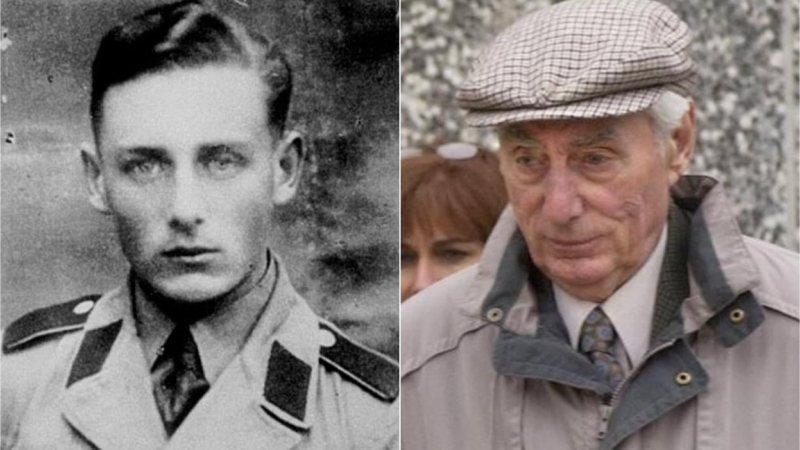 Helmut Oberlander, cuando formaba parte de las SS nazis (i.) y en una imagen reciente (d.).