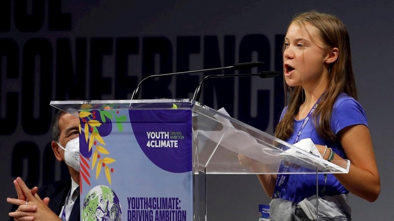 Greta Thunberg en Milán en la conferencia Youth4climate.