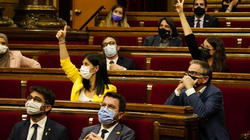 Imatge d'una de les votacions d'aquest dijous al Parlament, en el final del debat de política general.