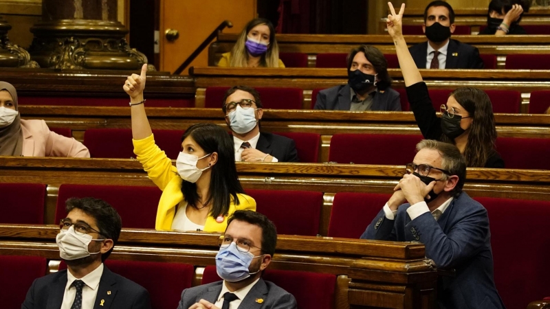 Imatge d'una de les votacions d'aquest dijous al Parlament, en el final del debat de política general.